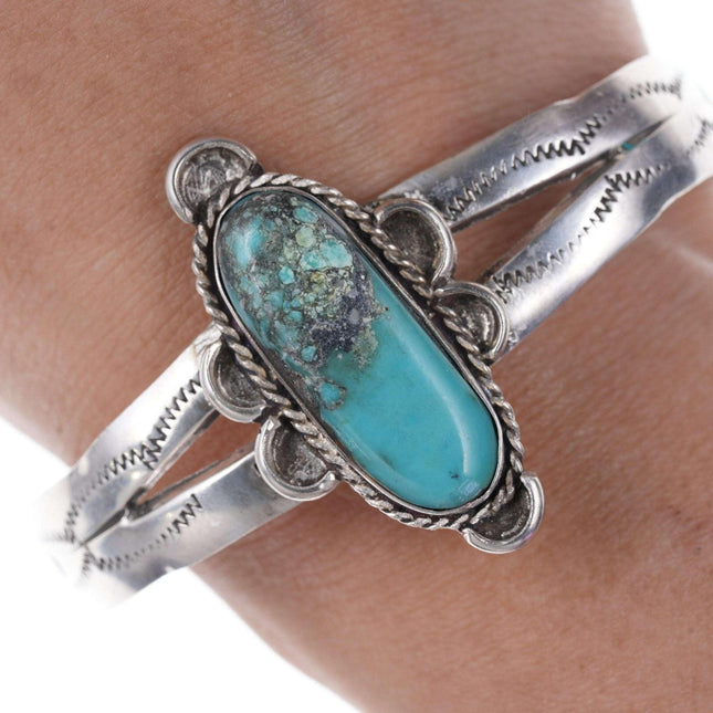 J Begay Sterling Turquoise Native American cuff bracelet - Estate Fresh Austin