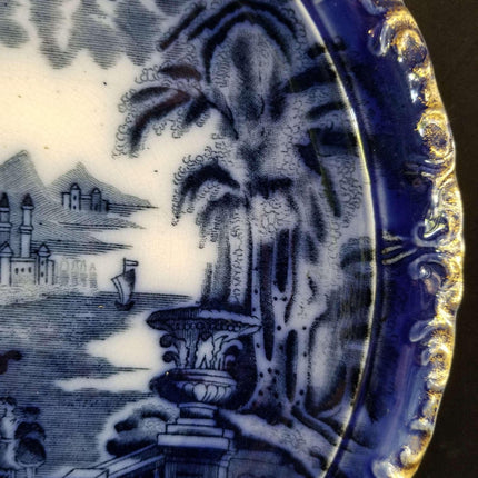 James Kent Flow Blue Wall Charger c.1900 Middle Eastern Scene 10.5" - Estate Fresh Austin