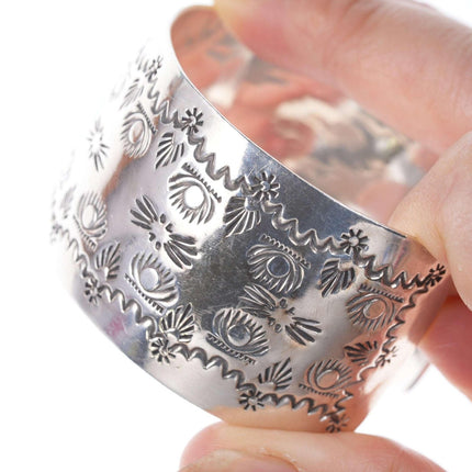 Jane Mason Southwestern Sterling Navajo Rug pattern cuff bracelet - Estate Fresh Austin
