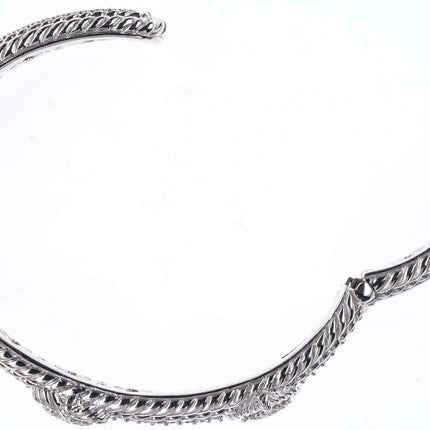 Judith Ripka Sterling/CZ Cuff bracelet with hearts - Estate Fresh Austin