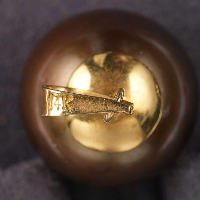 Large 14k gold 13mm Pearl pendant - Estate Fresh Austin