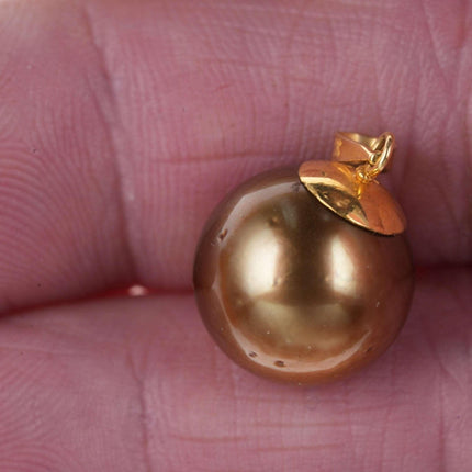 Large 14k gold 13mm Pearl pendant - Estate Fresh Austin