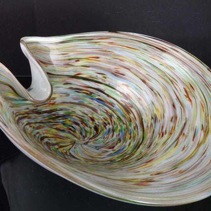 Large 1950's Murano End of Day Glass with gold flakes Biomorphic Ashtray/Centerp - Estate Fresh Austin
