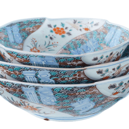 Large Antique Japanese Meiji period Imari Graduated bowl set - Estate Fresh Austin