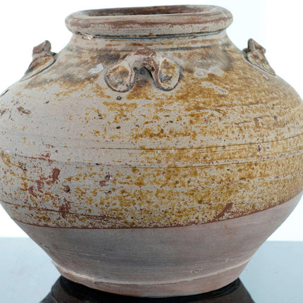 Large Ming Chinese Brown Stoneware Jar with handles - Estate Fresh Austin