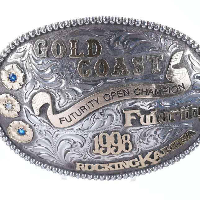 Large Sterling Horse ShowTrophy Buckle Gold Coast Futurity Open Championship 199 - Estate Fresh Austin