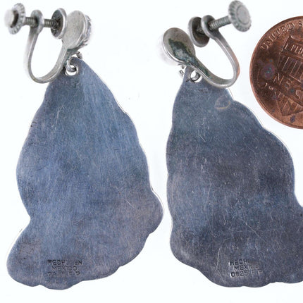 Large vintage Mexican sterling screw back earrings - Estate Fresh Austin