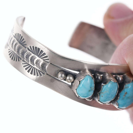 Mark Yazzie Navajo Sterling/turquoise cuff bracelet - Estate Fresh Austin