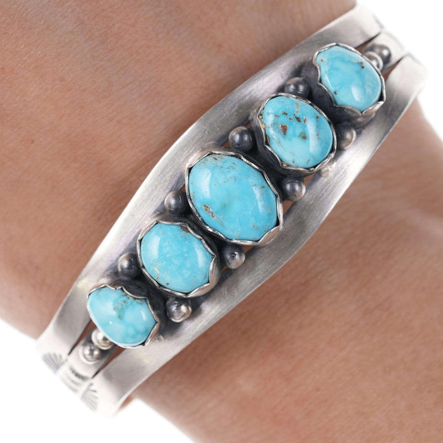 Mark Yazzie Navajo Sterling/turquoise cuff bracelet - Estate Fresh Austin