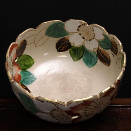 Meiji Period Satsuma Reticulated Bowl with Painted Flowers c.1880 - Estate Fresh Austin