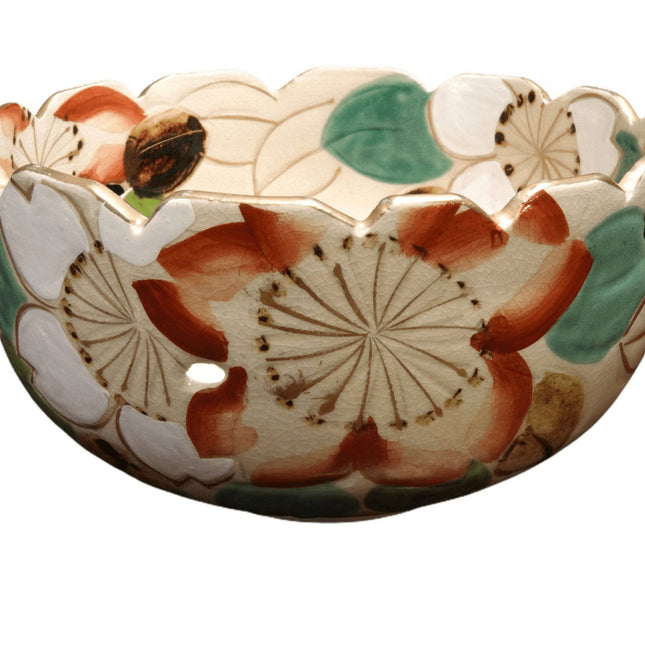 Meiji Period Satsuma Reticulated Bowl with Painted Flowers c.1880 - Estate Fresh Austin