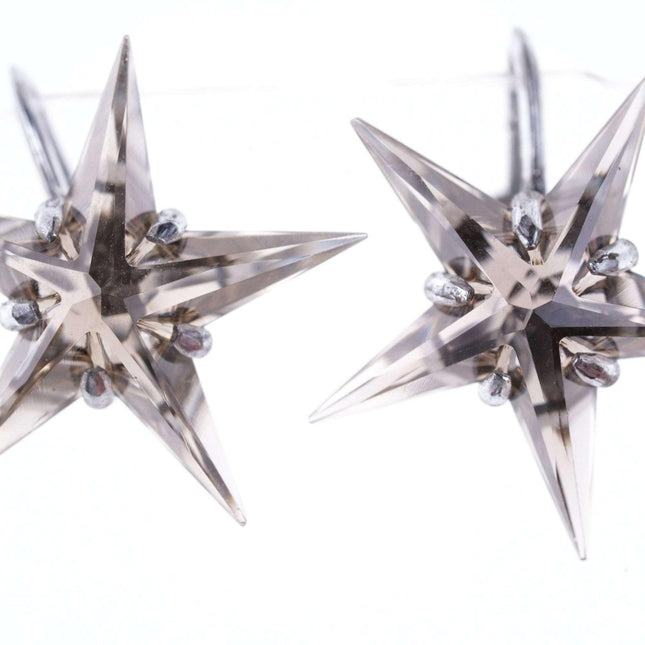 Mid Century Japanese Sterling Crystal Star screw back earrings - Estate Fresh Austin