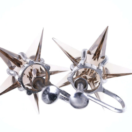 Mid Century Japanese Sterling Crystal Star screw back earrings - Estate Fresh Austin
