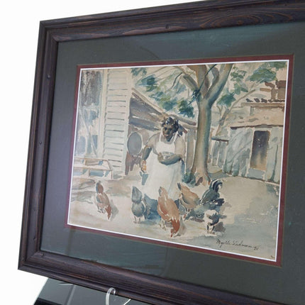 Myrtle Lillian Stedman (1908-2007) 1931 Houston Texas Watercolor of Southern wom - Estate Fresh Austin