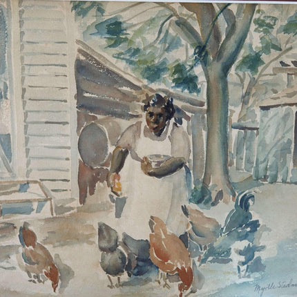 Myrtle Lillian Stedman (1908-2007) 1931 Houston Texas Watercolor of Southern wom - Estate Fresh Austin