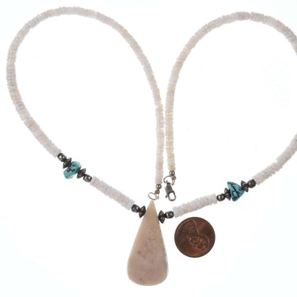 Native American Santo Domingo Pueblo Shell and turquoise necklace - Estate Fresh Austin