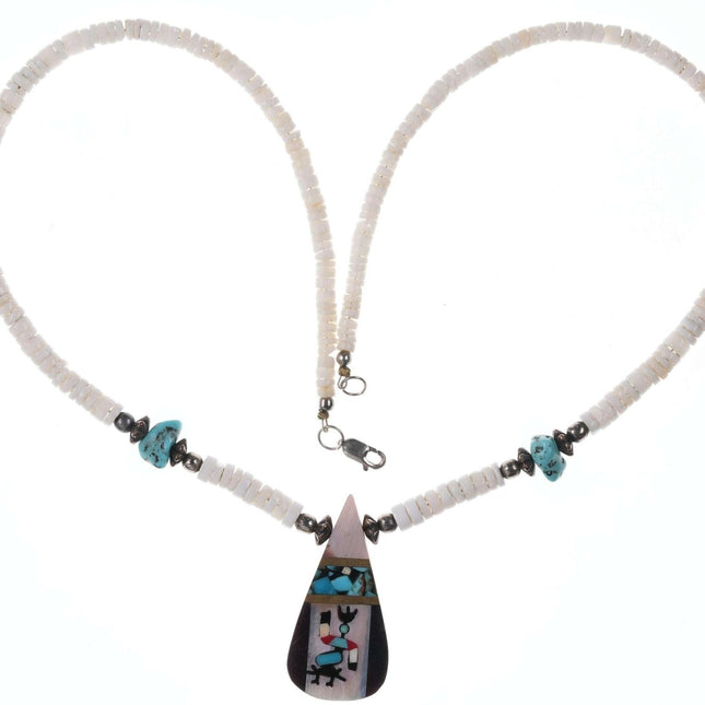 Native American Santo Domingo Pueblo Shell and turquoise necklace - Estate Fresh Austin