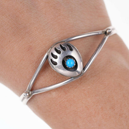 Native American Shadowbox Sterling silver turquoise cuff bracelet - Estate Fresh Austin