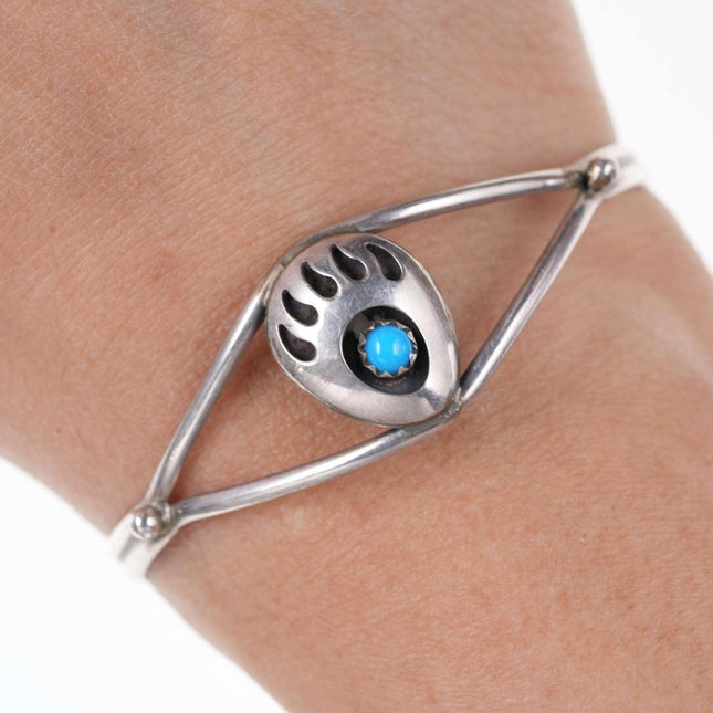 Native American Shadowbox Sterling silver turquoise cuff bracelet - Estate Fresh Austin