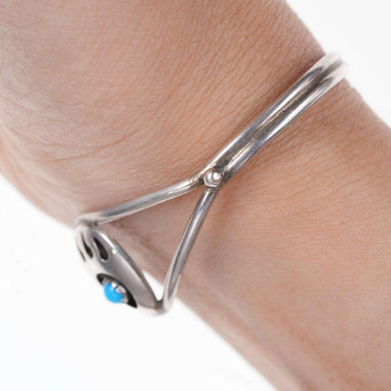 Native American Shadowbox Sterling silver turquoise cuff bracelet - Estate Fresh Austin