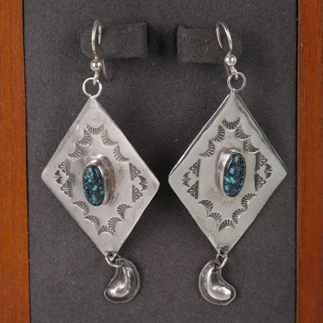 Native American Stamped sterling and turquoise earrings - Estate Fresh Austin