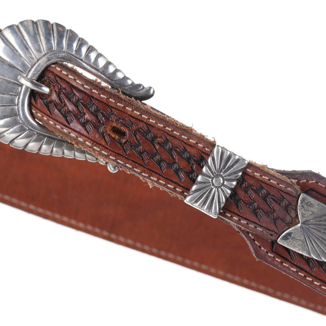 Native American Sterling silver 3/4" Ranger belt buckle set - Estate Fresh Austin