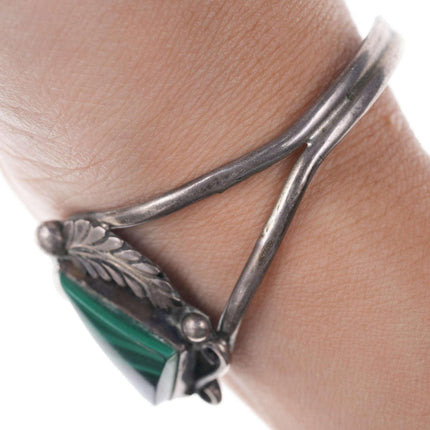 Native American Sterling/Malachite cuff bracelet - Estate Fresh Austin