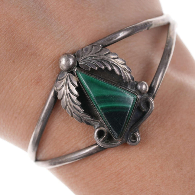 Native American Sterling/Malachite cuff bracelet - Estate Fresh Austin