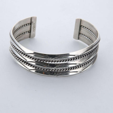 Navajo Sterling Cuff Bracelet Hand Stamped with ropes 6.5" - Estate Fresh Austin