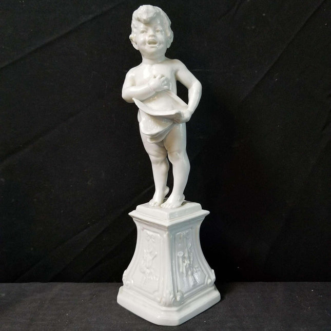 Nymphemburg Blanc de Chine Singing Cherub Not Four Seasons 8.5" tall 18th to 19 - Estate Fresh Austin