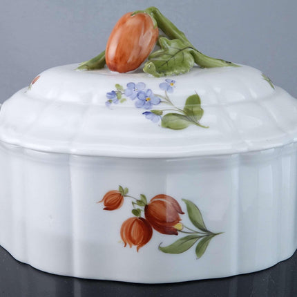 Nymphenburg Hand Painted Porcelain Candy Box with fruit finial - Estate Fresh Austin