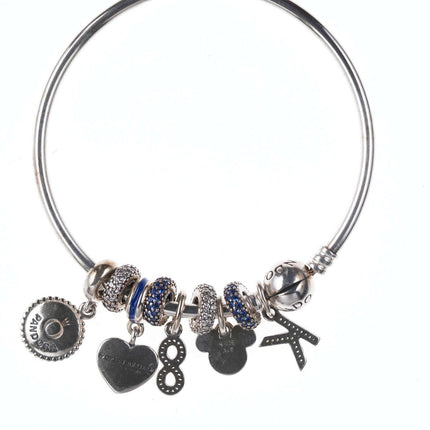 Pandora Charm Bracelet with Mickey mouse, Great Britain, and Class of 2015 - Estate Fresh Austin