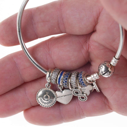 Pandora Charm Bracelet with Mickey mouse, Great Britain, and Class of 2015 - Estate Fresh Austin