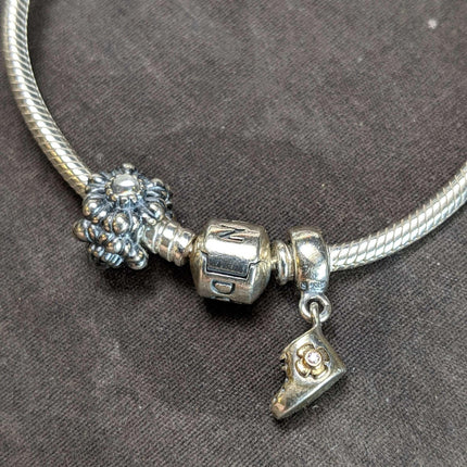Pandora Sterling Charm Bracelet with 5 charms 7.25" - Estate Fresh Austin