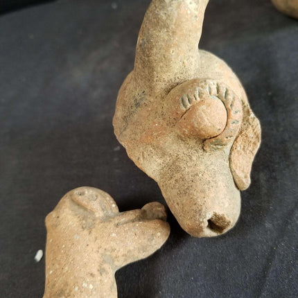 Pre Columbian Pottery Lot Whistle Effigy Figural Miniatures Beads Aztec Incan N - Estate Fresh Austin