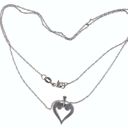 Retired James Avery Sterling Swirl and Scroll Heart pendant and necklace - Estate Fresh Austin