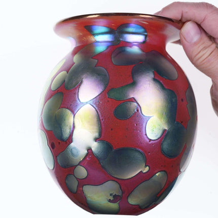 Robert Eickholt Strawberry Iridescent Studio art glass vase - Estate Fresh Austin