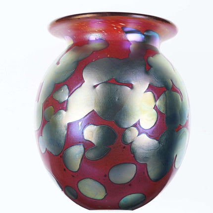 Robert Eickholt Strawberry Iridescent Studio art glass vase - Estate Fresh Austin