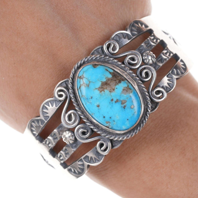 Robert Johnson Navajo Sterling silver turquoise bracelet - Estate Fresh Austin