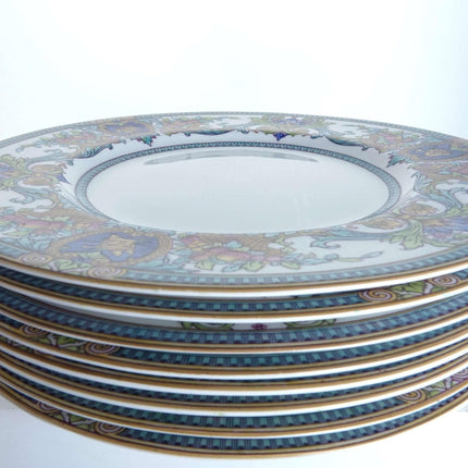 Royal Worcester Green/Blue Scrolls Instruments Dinner Plate set - Estate Fresh Austin