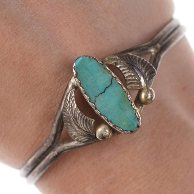 Sandy Sangster Navajo Native American Sterling and turquoise Cuff Bracelet - Estate Fresh Austin