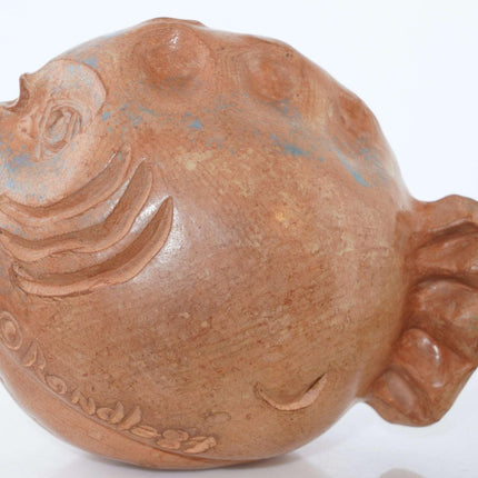 Southwestern Style Signed Puffer Fish Studio Art pottery Blowfish - Estate Fresh Austin