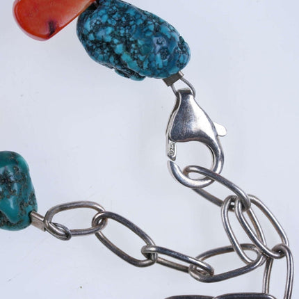 Southwestern Style sterling Turquoise/coral necklace - Estate Fresh Austin