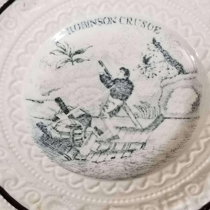 Staffordshire Child's plate Robinson Crusoe Transferware ABC plate mid 19th cent - Estate Fresh Austin