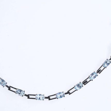 Sterling blue rhinestone link bracelet - Estate Fresh Austin