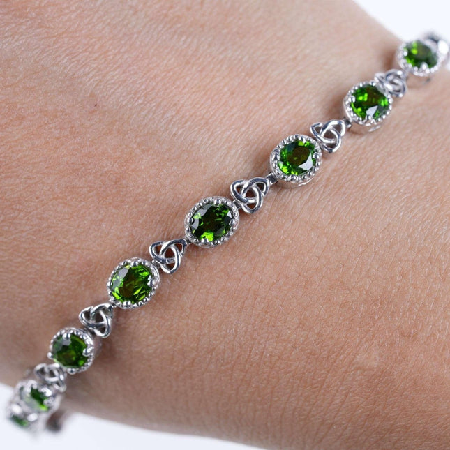 Sterling green rhinestone bracelet - Estate Fresh Austin