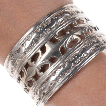 Sterling silver tribal cuff bracelet - Estate Fresh Austin