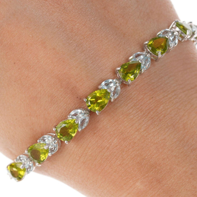 Sterling topaz /peridot Semi-Precious stone bracelet - Estate Fresh Austin