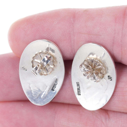 Steven Sockyma Hopi Overlay Style Sterling silver earrings - Estate Fresh Austin