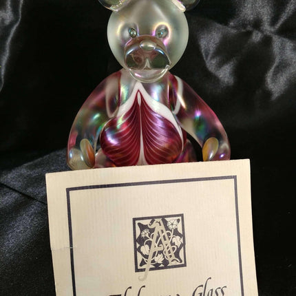 Stuart Abelman Bear Iridescent Art Glass 1983 with COA Mint Condition - Estate Fresh Austin
